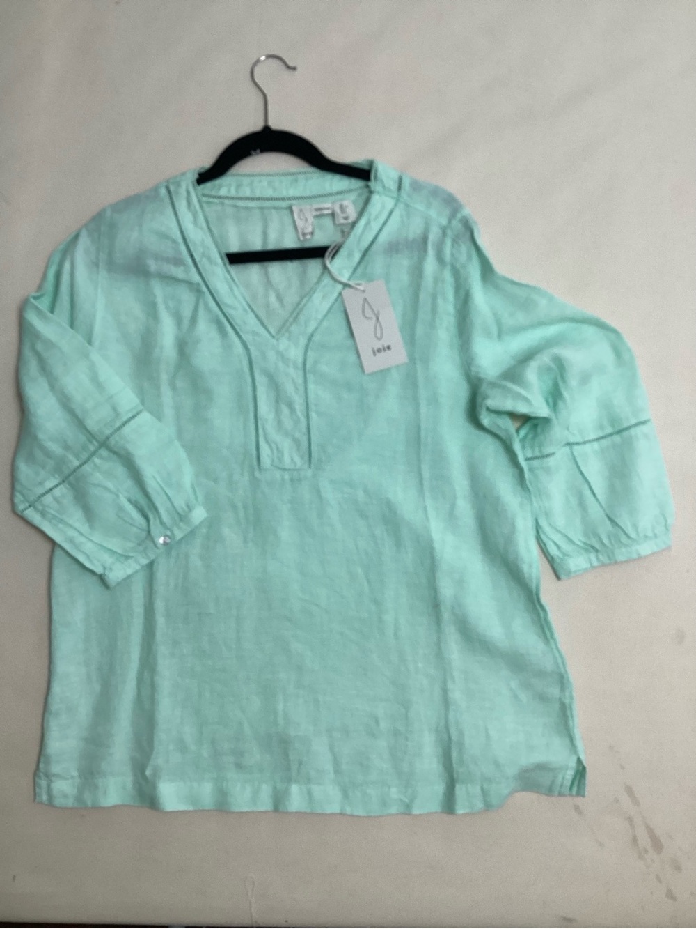 Joie Turquoise Linen V-Neck Tunic